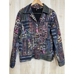 VTG 90's Winter Sun Abstract Colorful Jacket Womens L/XL Boho Art To Wear